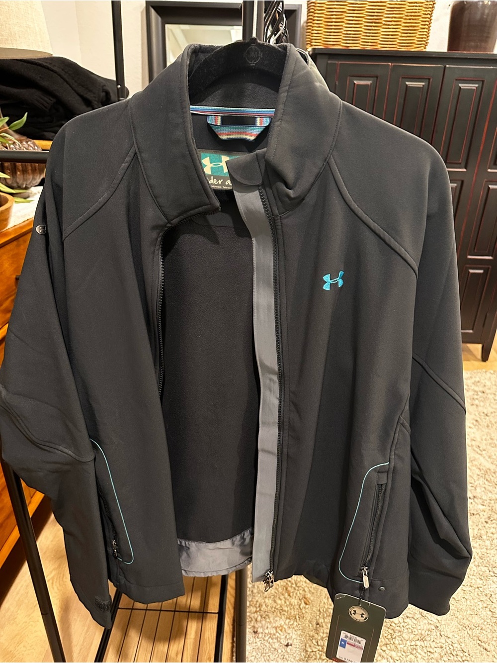 Under Armour Black Softshell Jacket with Teal Logo